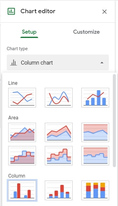 google workspace sheet charts