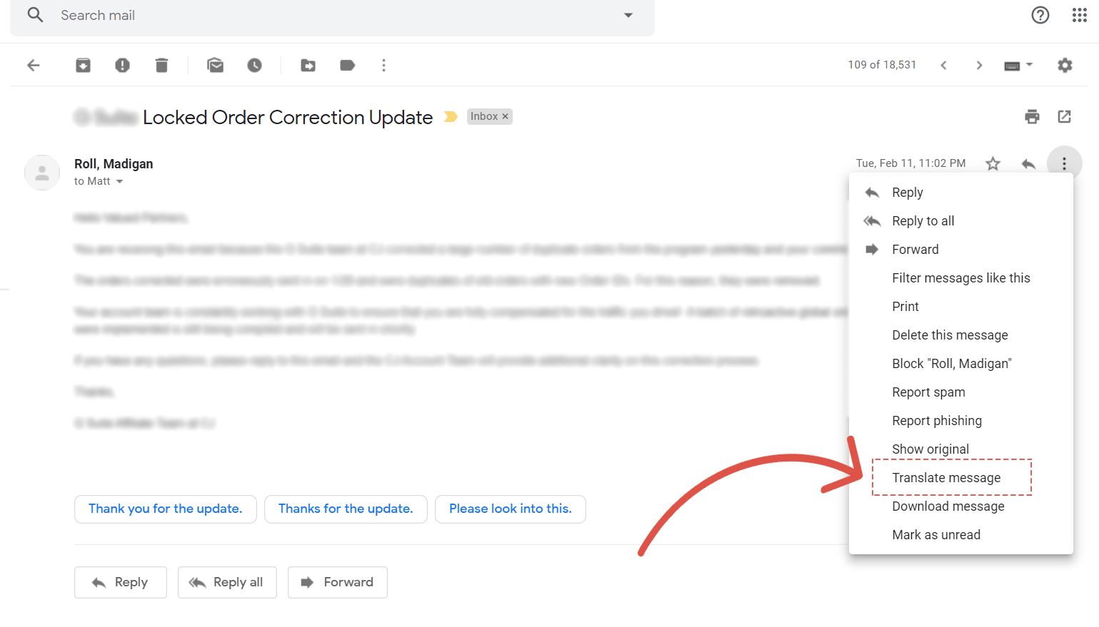 translate mail in gmail