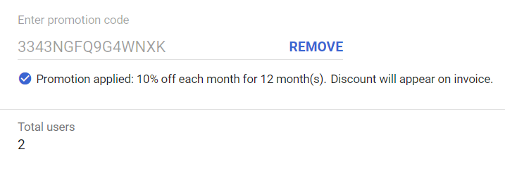 google workspace discount applied