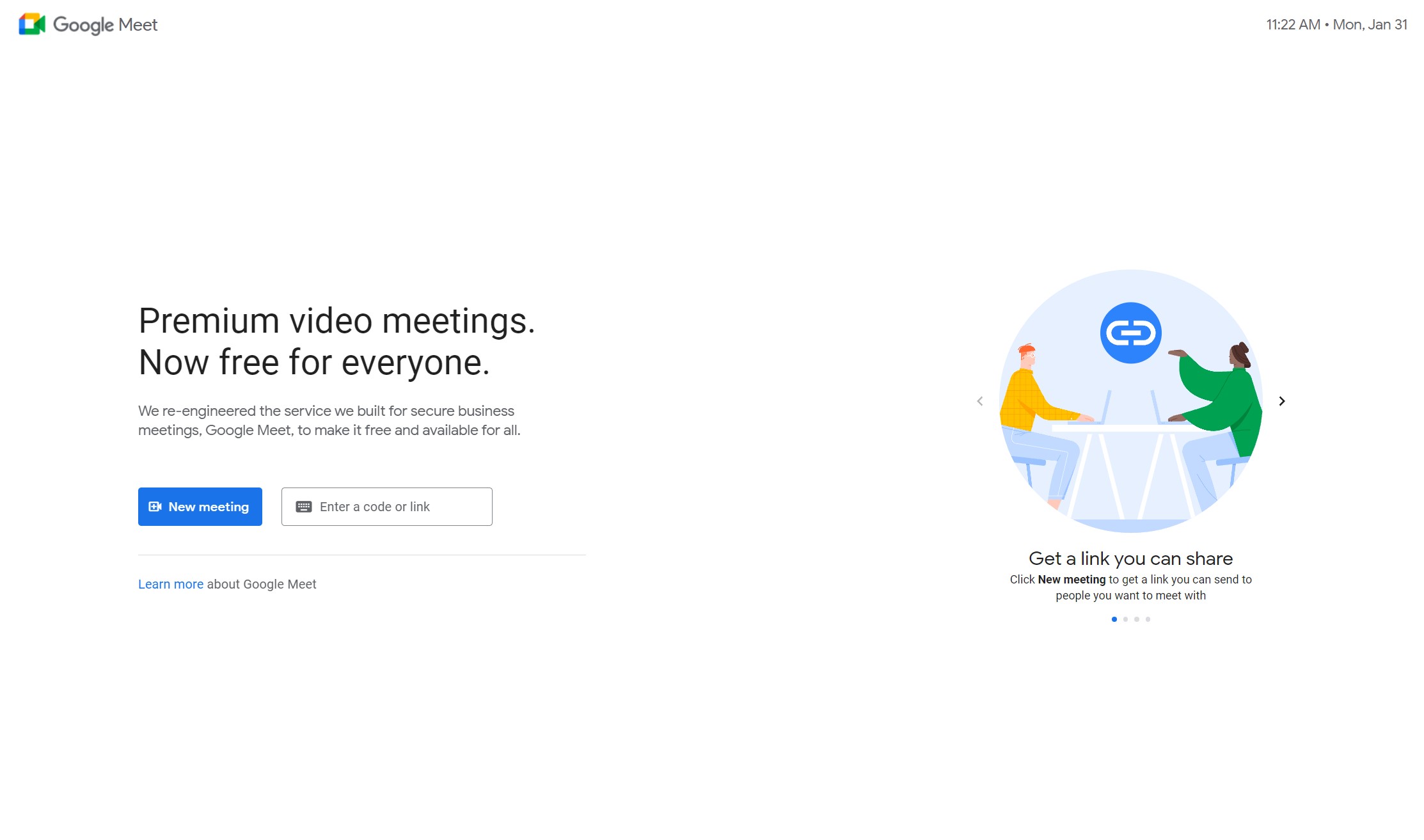 google meet schedule call on web browser