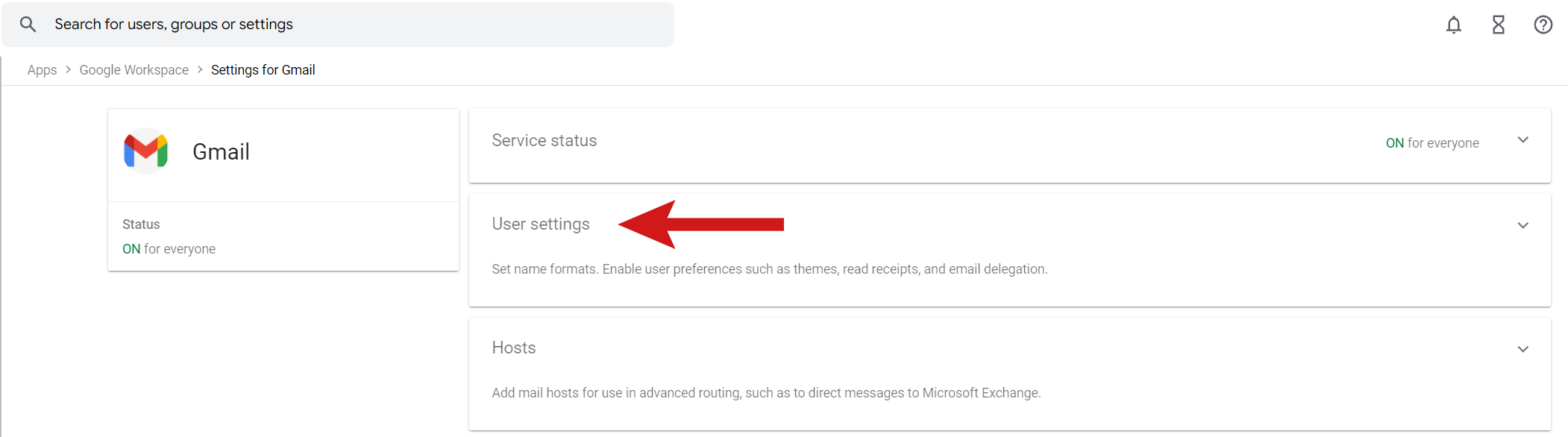 google workspace gmail user settings