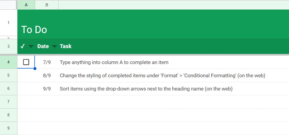 checkbox added succesfully to the google sheets