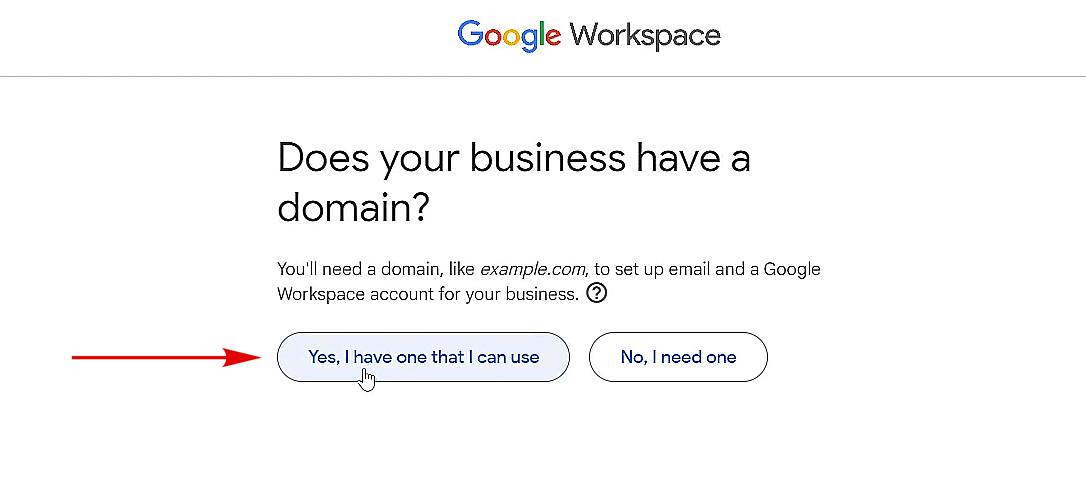 does your business have a domain? page