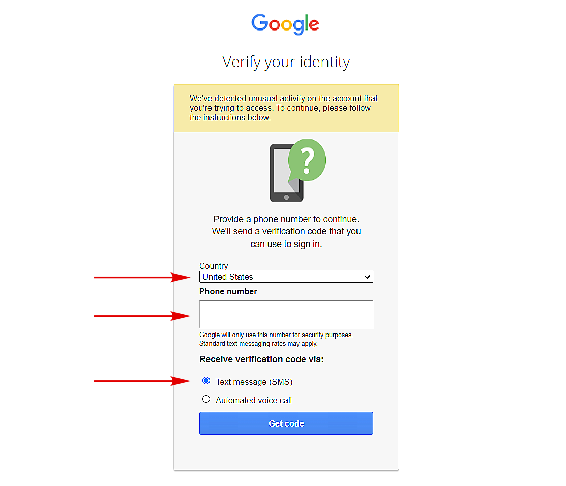 verify your identity page